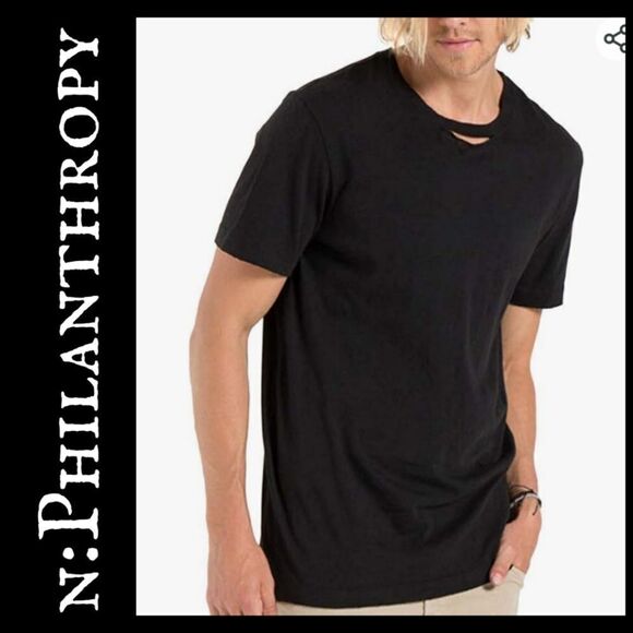 NWT n:Philanthropy Mens Casual Split Color T shirt - Picture 1 of 8